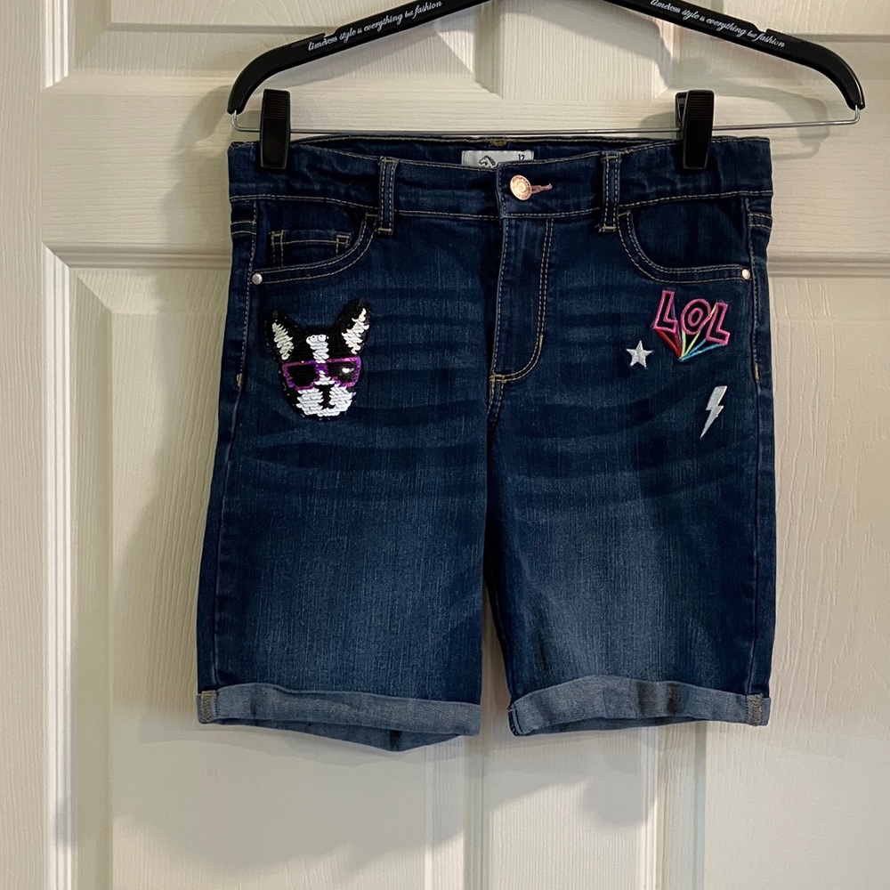 Jordache Indigo Denim Shorts with Stitch Detail Rolled Cuff/Summer
